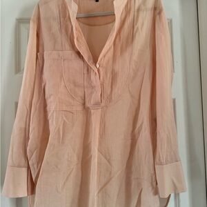 Theory Peach Long-Sleeve Tunic Blouse
